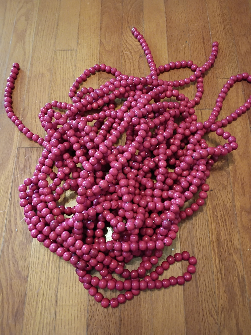 Lot of Seven (7) Vintage 10 ft 8 in Wooden Beaded Christmas Garland